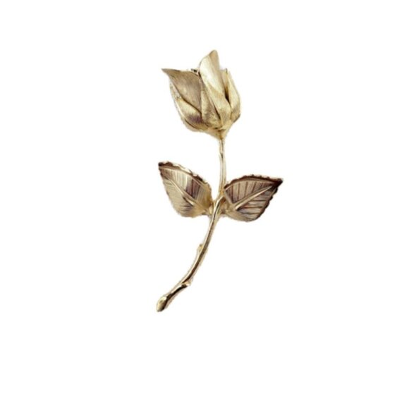 Giovanni Rose Brooch Gold Tone Vintage Lapel Pin Marked - Picture 1 of 7